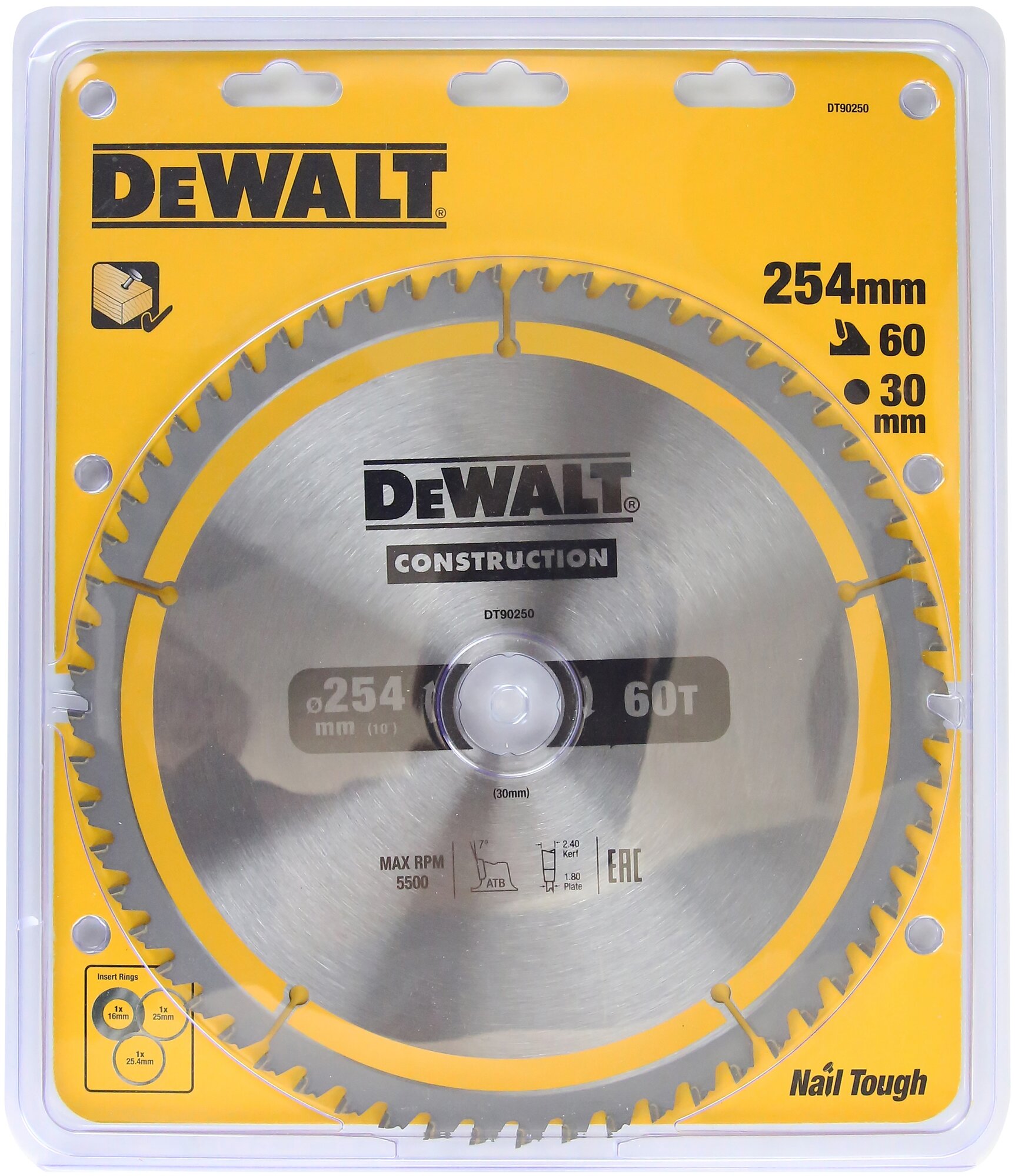 Пильный диск DeWALT Construction DT90250-QZ