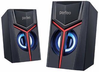 Колонки Perfeo "TRIAL", 2.0, мощность 2х3 Вт, USB, чёрн, Game Design, LED подсветка 7 цв