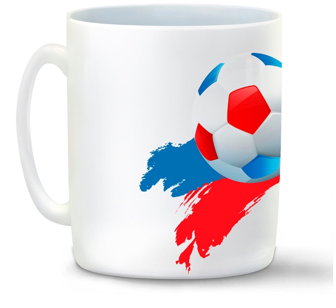 Кружка белая CoolPodarok Футбол Футбольный мяч белая Синий Красный