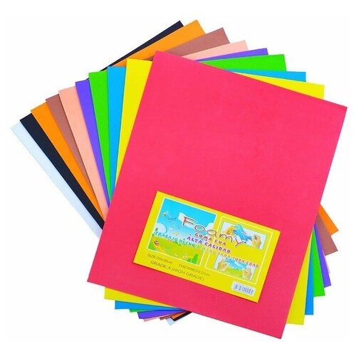 Материал для творчества фоамиран А3, 2 мм, 10 цветов, ассорти, упаковка полиэтилен