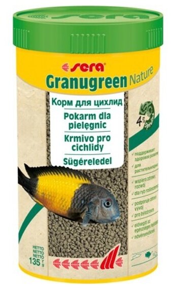 Sera Granugreen Корм для цихлид растительноядных - 135 г - фотография № 3