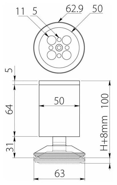Ножка BD-762 d-50 хром GTV - фото №2