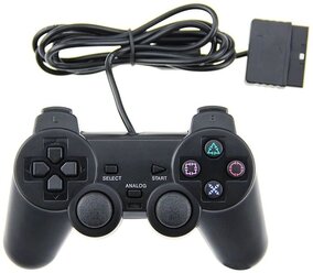 Геймпад/джойстик/контроллер игровой проводной для консоли/приставки PS2 вибрационный, черный