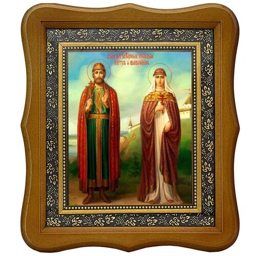 Петр и Феврония Муромские Святые Благоверные. Икона на холсте.