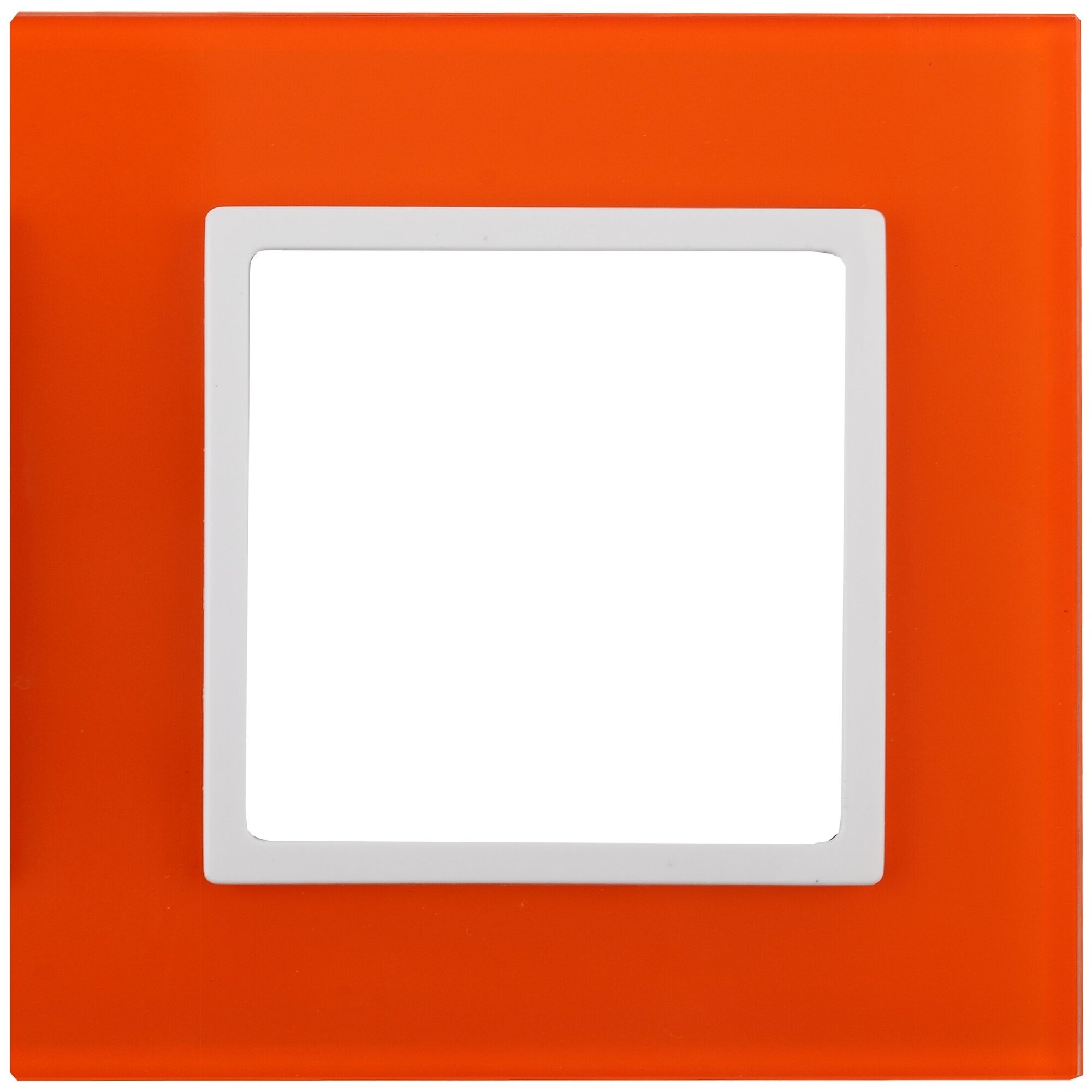 Рамка на 1 пост стекло ЭРА 14-5101-22 Elegance, оранжевый+бел арт. Б0034477 (1 шт.)