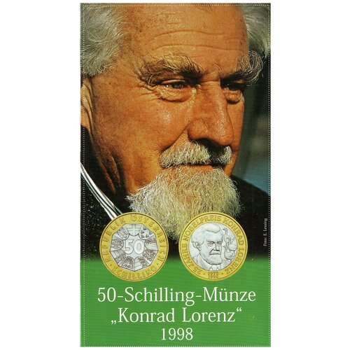 (1998) Монета Австрия 1998 год 50 шиллингов Конрад Лоренц Биметалл Буклет