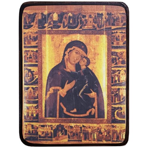 Икона Толгская Божией Матери со сказанием, размер 8,5 х 12,5 см