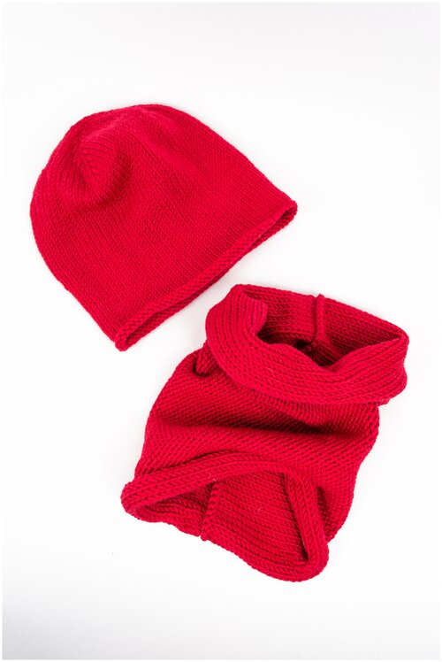 Комплект Carolon Комплект женский шапка и снуд красный, размер 55/58, красный