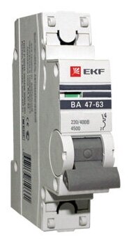 Модульный автоматический выключатель ВА 47-63 PROxima 1 полюс, 25А, х-ка C. mcb4763-1-25C-pro EKF