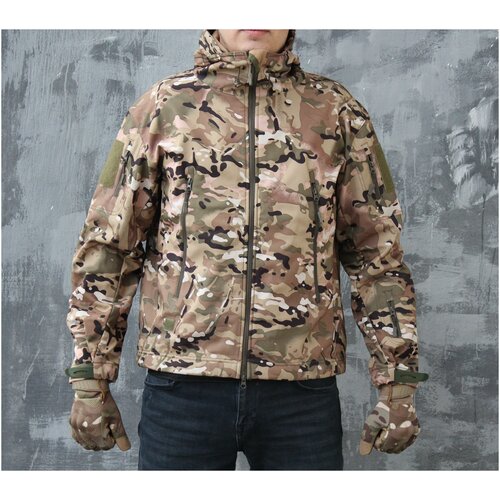 фото Ветровка для охоты и рыбалки, куртка водонепроницаемая, softshell, цвет: мультикам, размер: xl greyrook