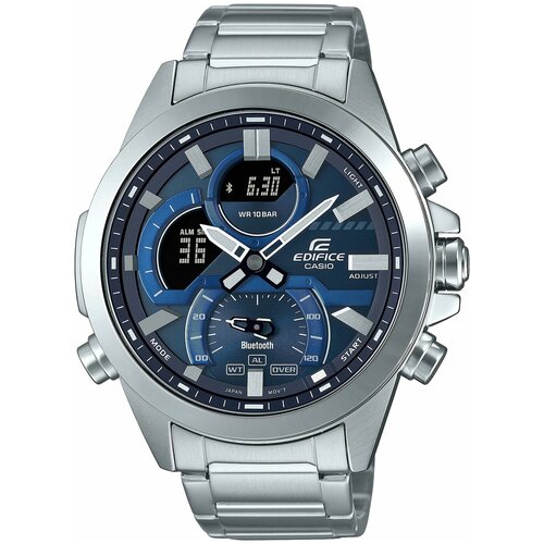 наручные часы casio edifice ecb 30d 2aef серебряный синий Наручные часы CASIO Edifice ECB-30D-2AEF, серебряный, синий