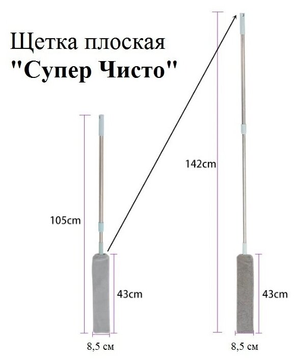 Щетка для пыли прикроватная телескопическая - фотография № 12