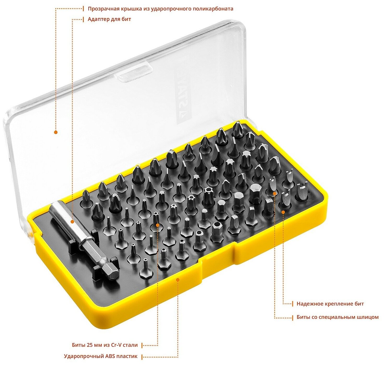 Набор: Биты CR-V, с магнитным адаптером, 61 предмет, STAYER, "SuperUniversal"(26084-H61) - фотография № 8