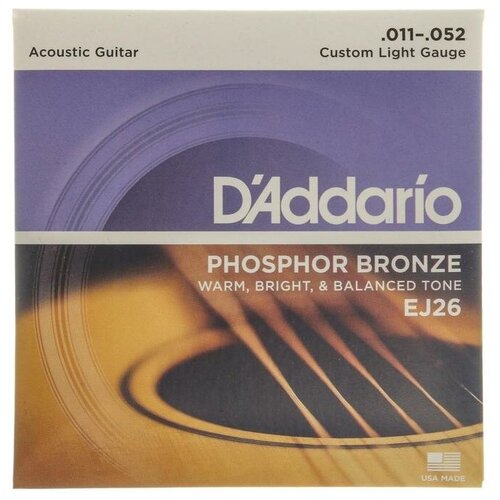 Струны для акустической гитары D`Addario EJ26 PHOSPHOR BRONZE Custom Light 11-5 d andrea sdp10 струны для акустической гитары