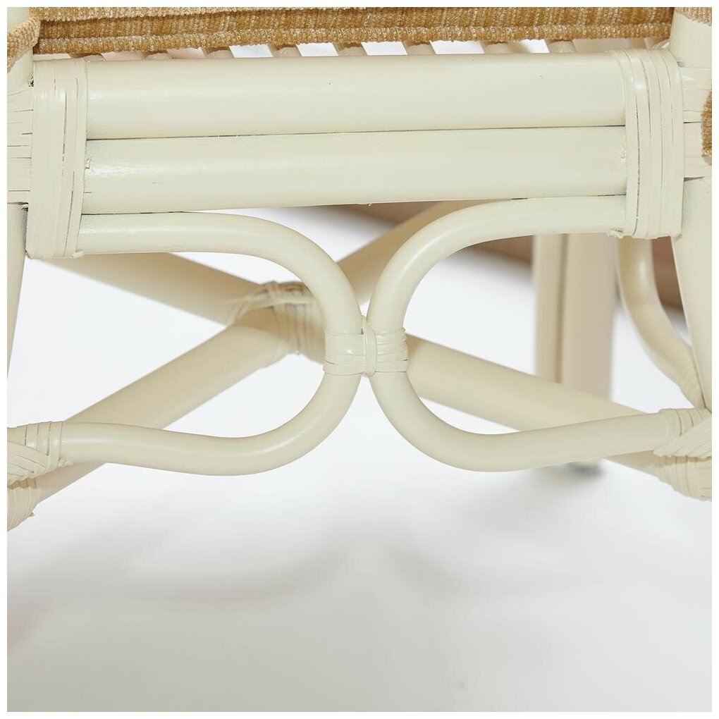 Комплект обеденный "ANDREA GRAND" (стол со стеклом+6 кресел+ подушки) (12 427) TetChair TCH White (белый), Ткань рубчик, цвет кремовый - фотография № 14