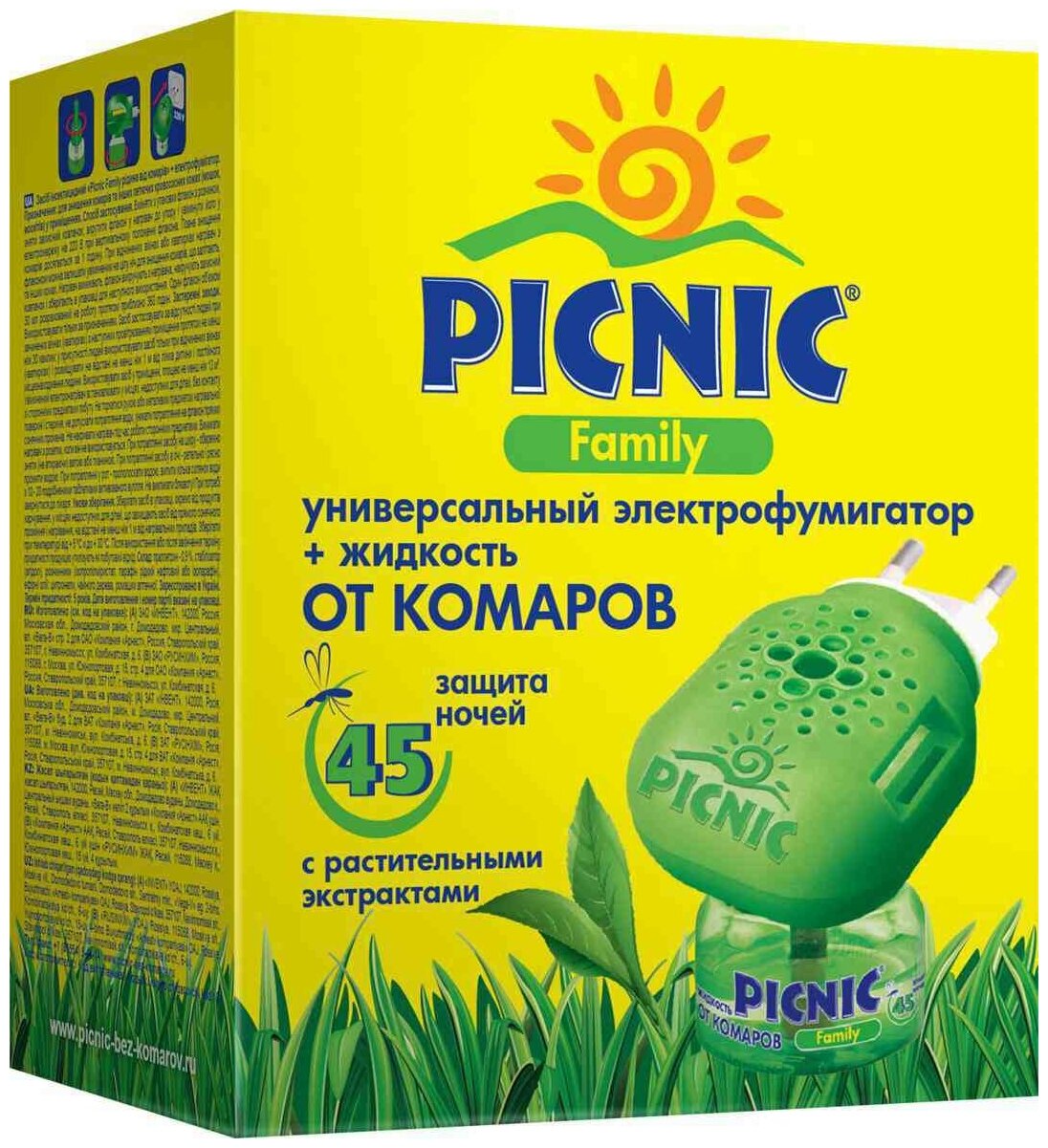 Фумигатор + жидкость Picnic Family от комаров с растительным экстрактом