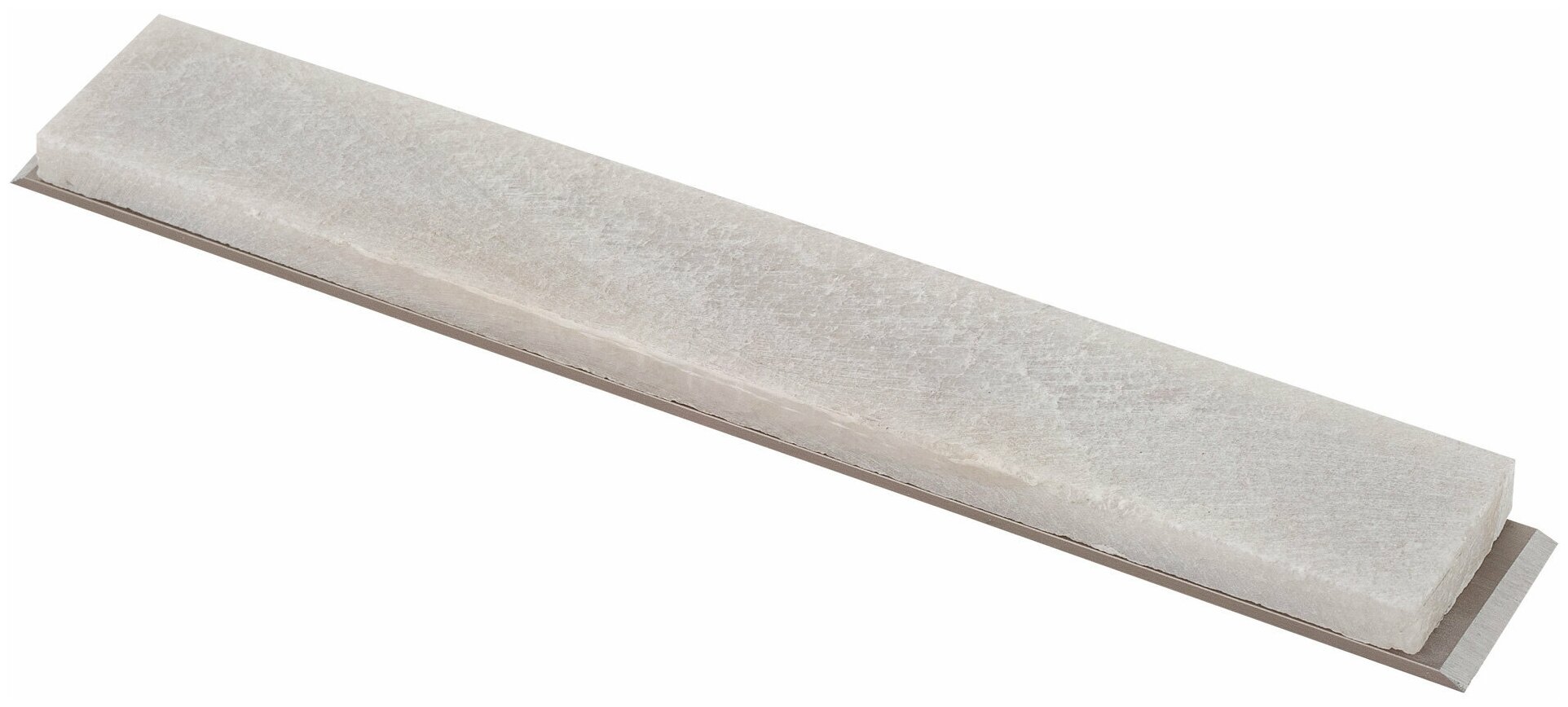 Брусок из натурального природного камня для заточки ножей на алюминиевой платформе Молочный Кварц 15 х 1.6 х 0.5 см
