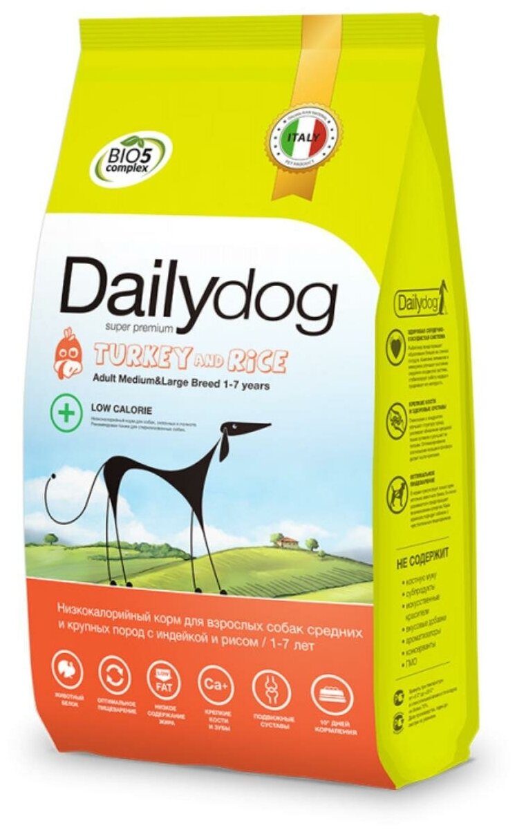 Dailydog сухой корм для взрослых собак средних и крупных пород, индейка и рис (20 кг) - фото №9
