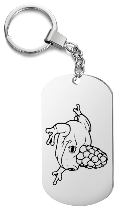 Брелок для ключей « лягушка с малиной » с гравировкой подарочный жетон ,на сумку 