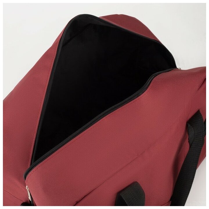 Сумка дорожная TEXTURA отдел на молнии, наружный карман, длинный ремень, цвет бордовый - фотография № 7