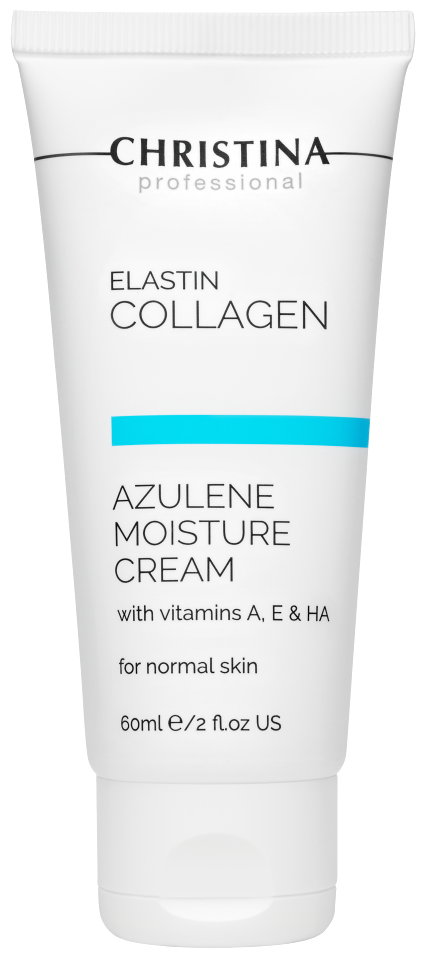 ELASTIN COLLAGEN AZULENE MOISTURE CREAM WITH VITAMINS A, E & HA FOR NORMAL SKIN Увлажняющий крем c витаминами А, Е и гиалуроновой кислотой для нормальной кожи «Эластин, коллаген, азулен», 60 мл