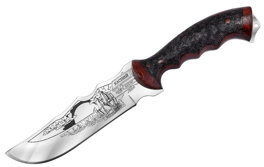 Нож Каспий сталь 65Х13 рукоять жженый орех