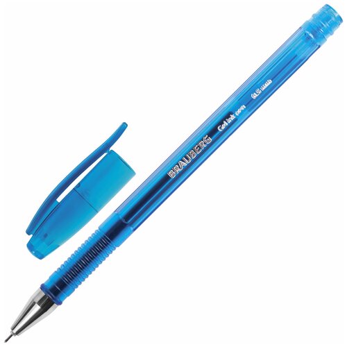 Ручка гелевая BRAUBERG Income, синяя, корпус тонированный, игольчатый узел 0,5 мм, линия письма 0,35 мм, 12 шт.