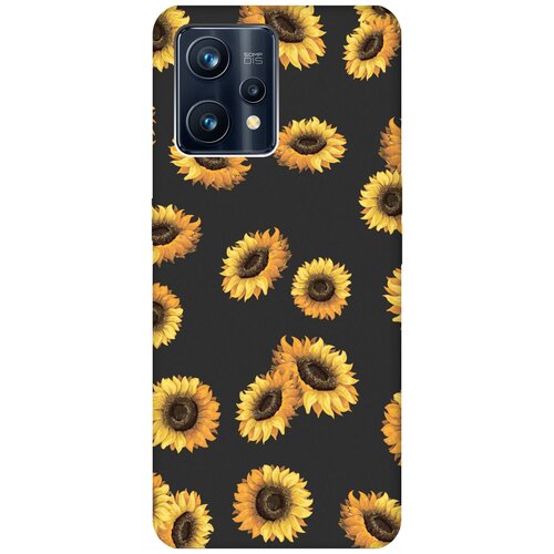 Матовый чехол Sunflowers для Realme 9 Pro+ / Рилми 9 Про+ с 3D эффектом черный матовый чехол boho для realme 9 pro рилми 9 про с 3d эффектом черный