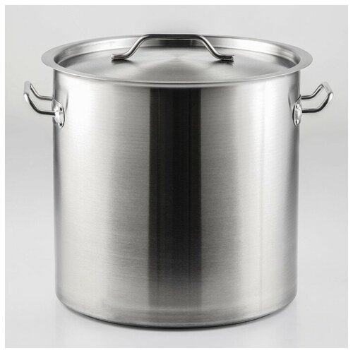 Hanna Knövell Кастрюля из нержавеющей стали Hanna Knövell HoReCa, 25 л, толщина 0,8 мм, 201 сталь, дно 3 мм, металлическая крышка, с теплораспределительным слоем, индукция