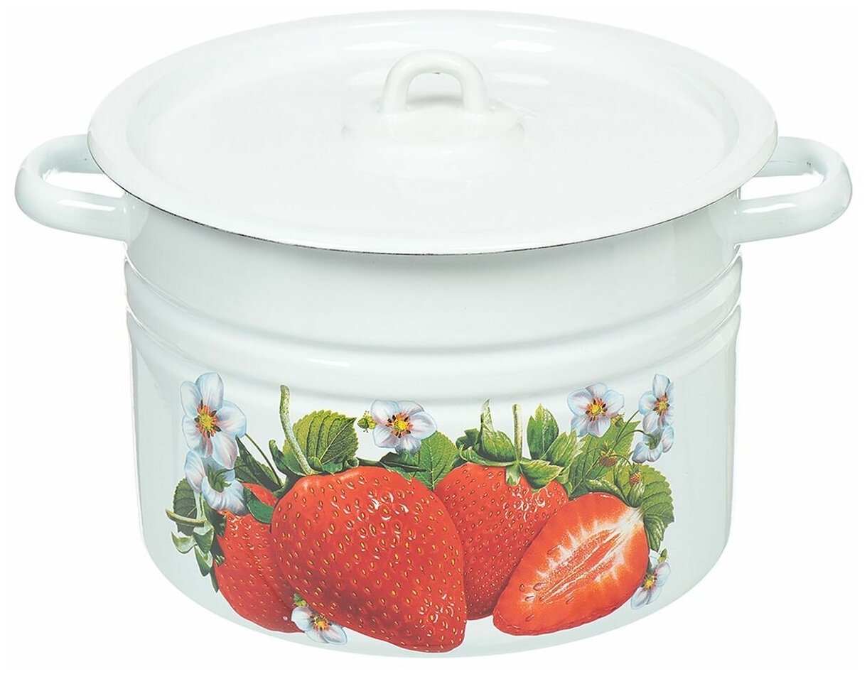 фото Кастрюля цилиндрическая 8 л "Клубника садовая" с петлёй 1640479