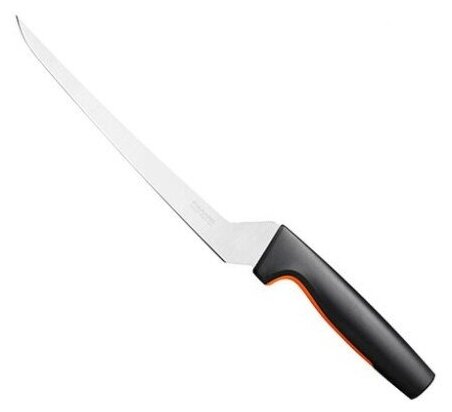 Нож кухонный Fiskars Functional Form 1057540 стальной филейный лезв.216мм прямая заточка черный/оранжевый - фотография № 6