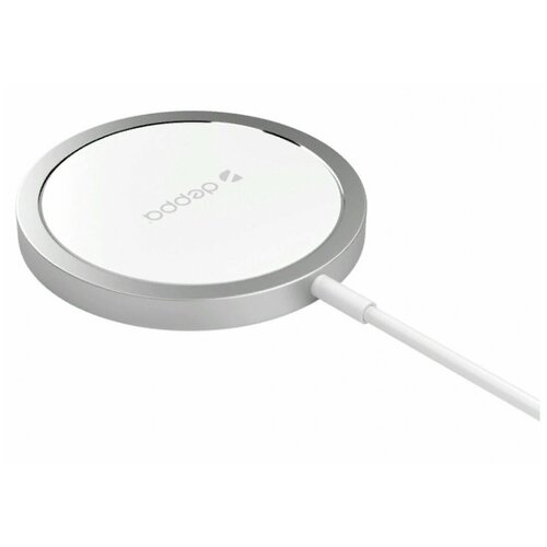 Беспроводное ЗУ MagSafe, Qi 15W, серебро, крафт, Deppa 24012-OZ