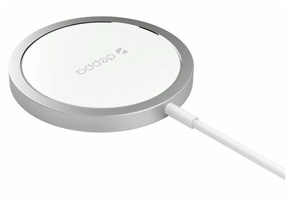 Беспроводное зарядное устройство Deppa MagSafe Qi 15W серебро