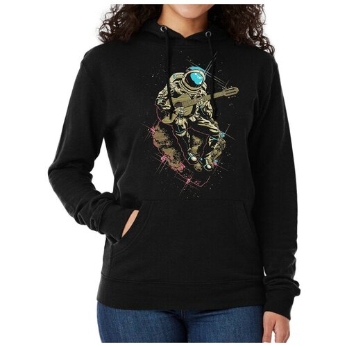 фото Толстовка / худи dream shirts космонавт с гитарой женский черный 50 размер
