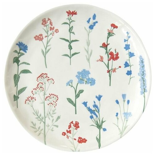 Тарелка десертная Mille fleurs (с синими и красными цветами) Размер: 21 см Easy Life (Nuova R2S)