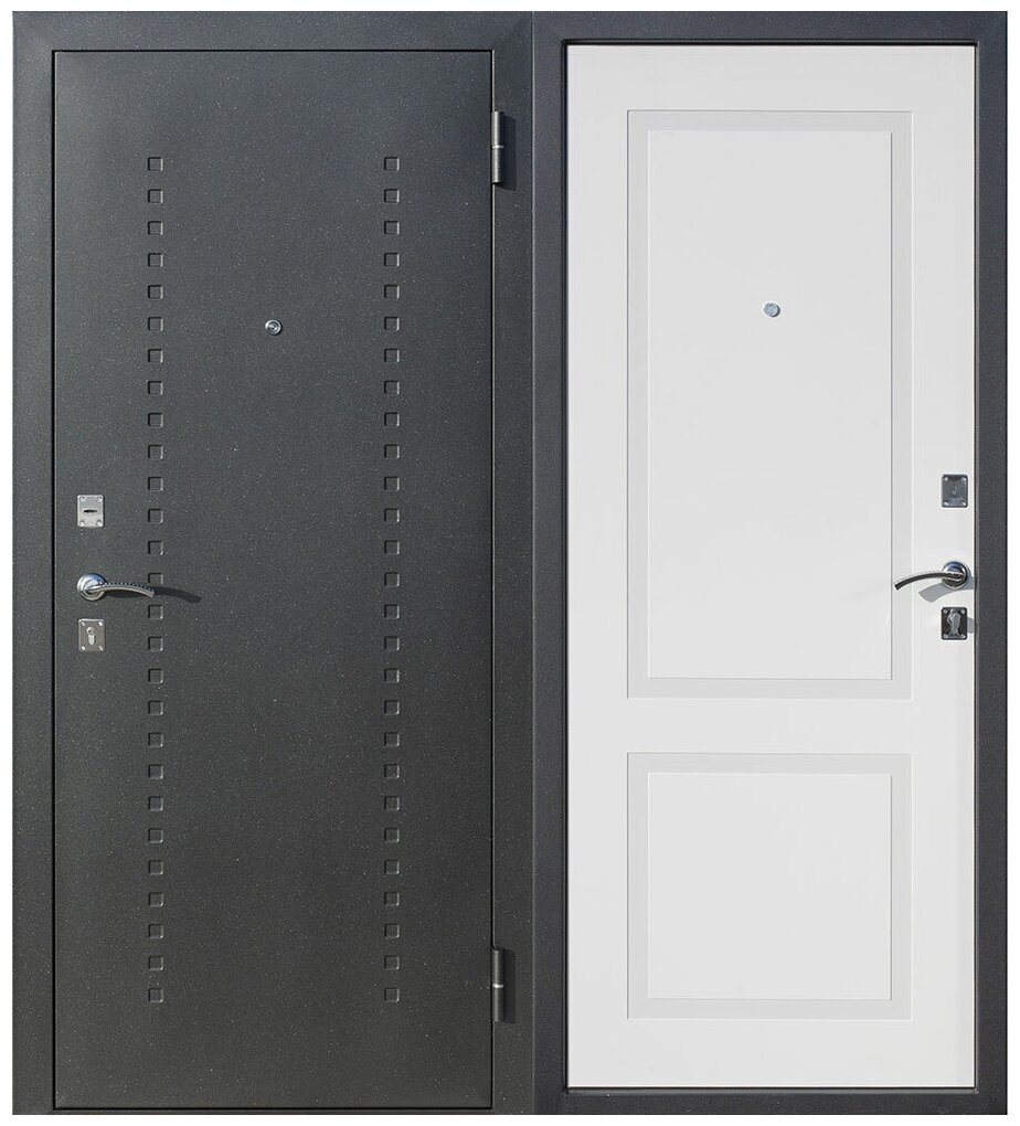 Дверь входная Ferroni Dominanta правая черный муар - ясень белый эмаль 860х2050 мм
