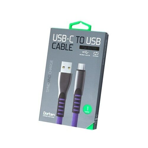 Кабель USB - Type C Dorten 1м Flat Series синий кабель usb type c dorten 1 2м metallic series золотой