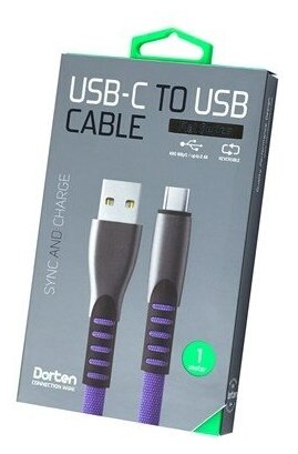 Кабель USB - Type C Dorten 1м Flat Series синий