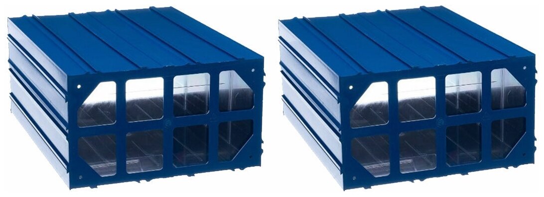 Пластиковый короб Стелла-техник 260x364x150 мм, комплект 2 штуки С-510-2к, синий-прозрачный . - фотография № 4