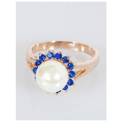 Кольцо помолвочное Lotus Jewelry, жемчуг Swarovski синтетический, размер 18, белый кольцо lotus jewelry бижутерный сплав латунь золочение жемчуг swarovski синтетический размер 18 белый