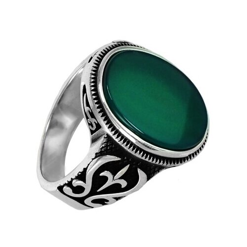 фото Серебряное кольцо 'саваж' с пресс хризопразом серена-сильвер