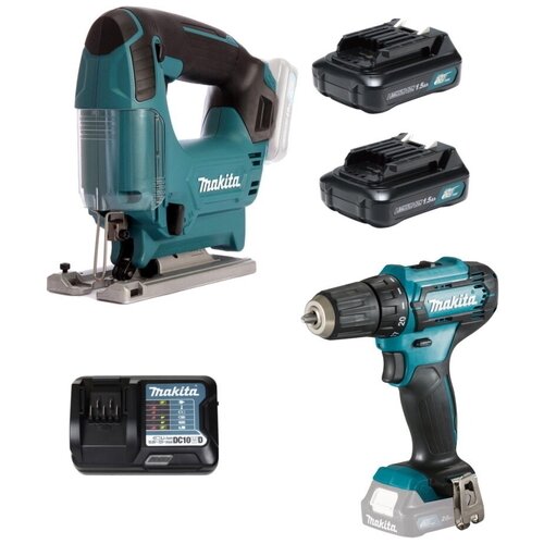 Набор Makita CLX237: аккумуляторный лобзик JV101DZ + аккумуляторная дрель-шуруповерт DF333DZ лобзик makita djv182rt