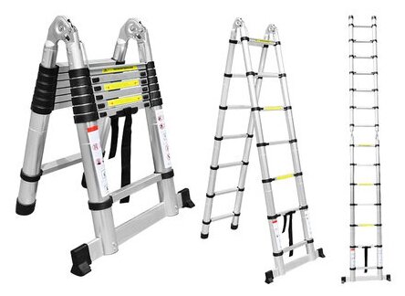 Лестница алюмет телескопическая двухсторонняя с шарниром (2.2+2.2 м) - фотография № 11