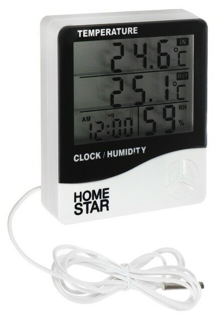 Термометр-гигрометр Homestar Hs-0109, комнатный, измерение влажности, белый HomeStar 9241503 . - фотография № 1