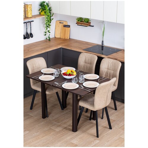 Стол кухонный раздвижной Домотека Дрезден М-2 КТ 04 ВН раскладной, столешница ЛДСП, темно-коричневый