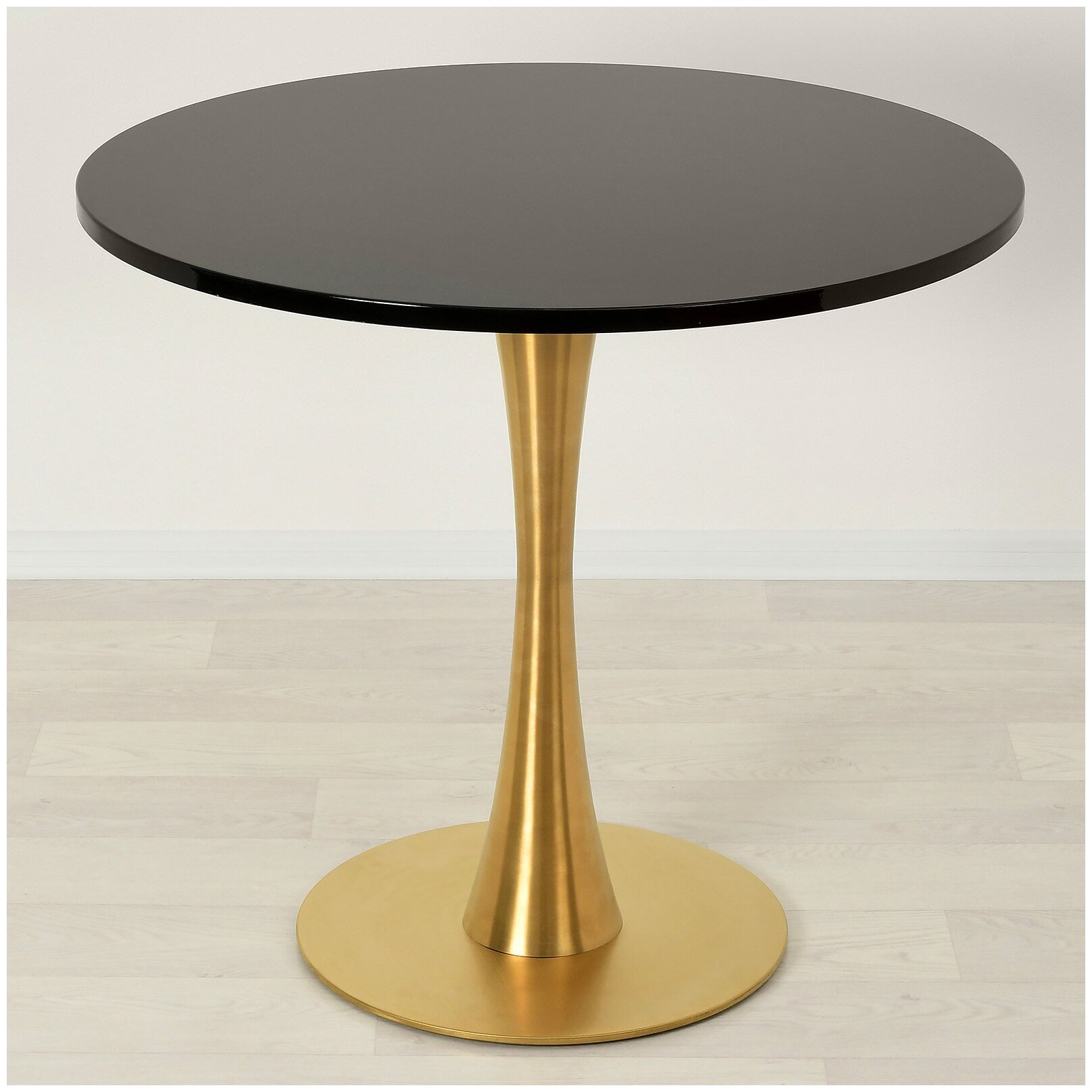 Круглый кухонный стол Tulip 18 черный/золото D80