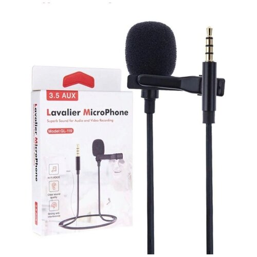 Микрофон петличный Lavalier MicroPhone проводной GL-119 35 AUX черный 59000₽