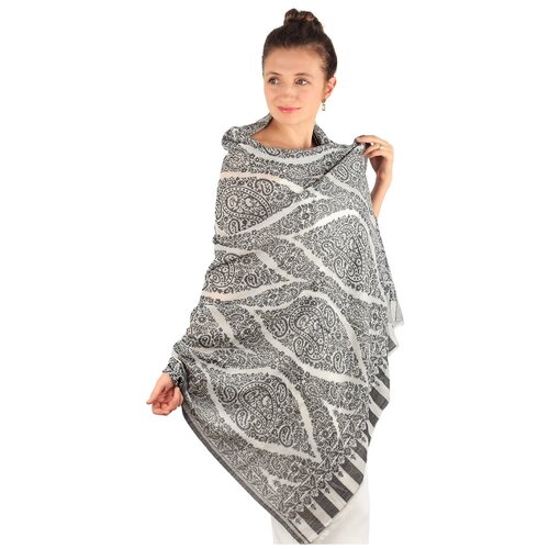 Шаль из 100% кашемира с черным узором KANIKA JAMAWAR