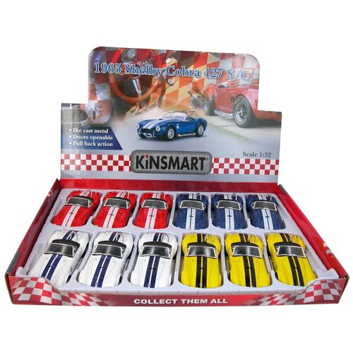 Машинка металлическая Kinsmart 1:32 1965 Shelby Cobra 427 S/C инерционная jada 1 24 1965 shelby 427 cobra s c литая металлическая модель автомобиля игрушечный автомобиль из сплава для детей поделки коллекция украшений