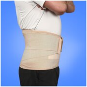 Бандаж брюшной поддерживающий усиленный / Пояс для спины / Корсет ортопедический поясничный. Бежевый, 4 размер.